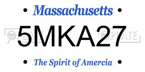 5MKA27 Massachusetts License Plate
