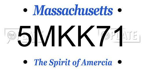 5MKK71 Massachusetts License Plate