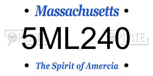 5ML240 Massachusetts License Plate