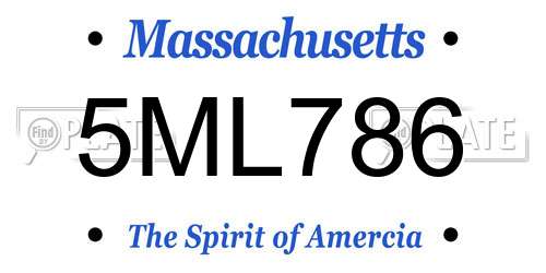 5ML786 Massachusetts License Plate