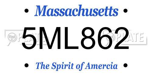 5ML862 Massachusetts License Plate
