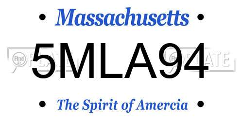 5MLA94 Massachusetts License Plate