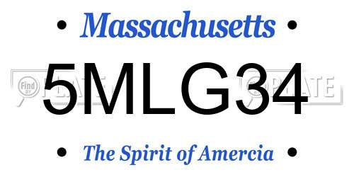 5MLG34 Massachusetts License Plate