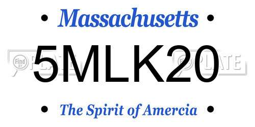 5MLK20 Massachusetts License Plate