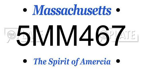 5MM467 Massachusetts License Plate