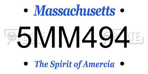 5MM494 Massachusetts License Plate