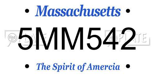 5MM542 Massachusetts License Plate