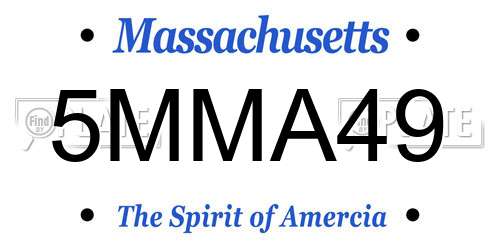 5MMA49 Massachusetts License Plate