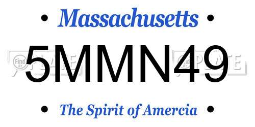 5MMN49 Massachusetts License Plate