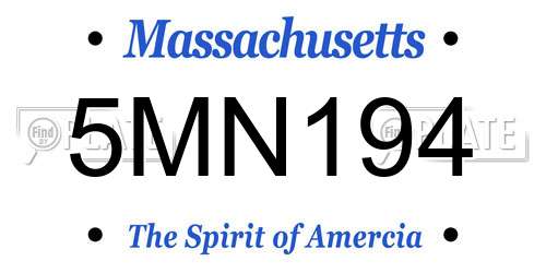 5MN194 Massachusetts License Plate