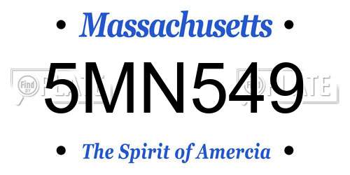 5MN549 Massachusetts License Plate