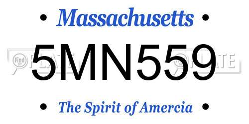 5MN559 Massachusetts License Plate