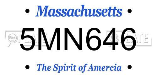 5MN646 Massachusetts License Plate