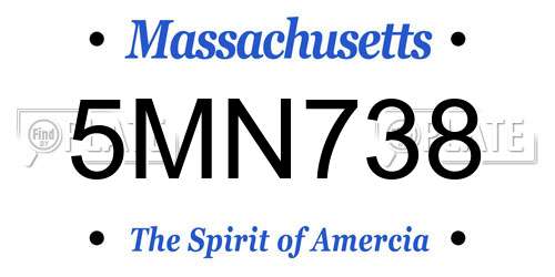 5MN738 Massachusetts License Plate