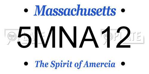 5MNA12 Massachusetts License Plate