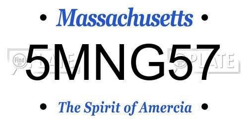 5MNG57 Massachusetts License Plate