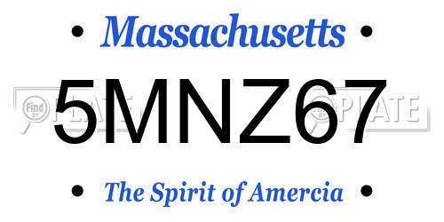 5MNZ67 Massachusetts License Plate