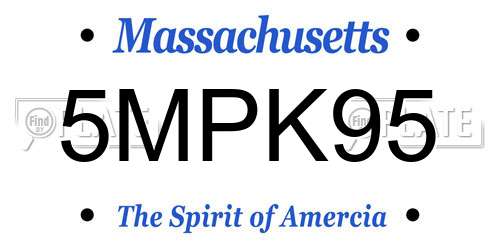 5MPK95 Massachusetts License Plate