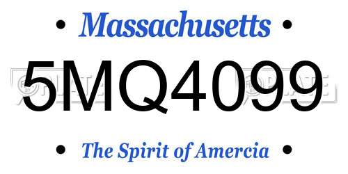 5MQ4099 Massachusetts License Plate