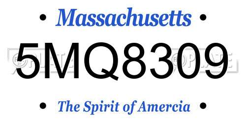 5MQ8309 Massachusetts License Plate