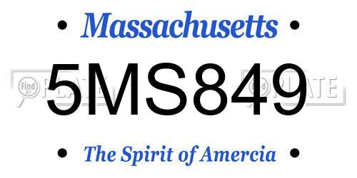 5MS849 Massachusetts License Plate