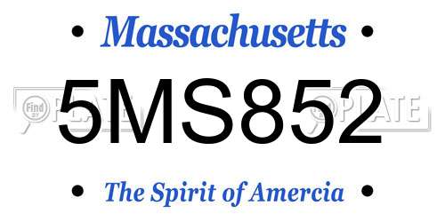 5MS852 Massachusetts License Plate