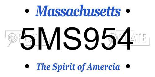 5MS954 Massachusetts License Plate