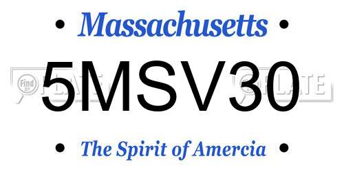 5MSV30 Massachusetts License Plate
