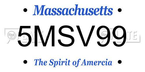 5MSV99 Massachusetts License Plate