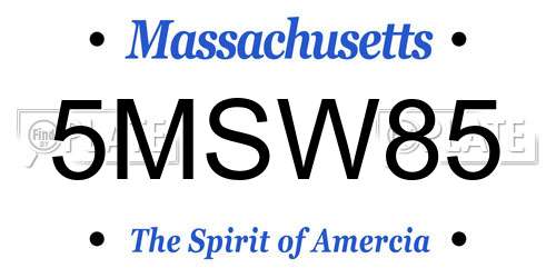 5MSW85 Massachusetts License Plate