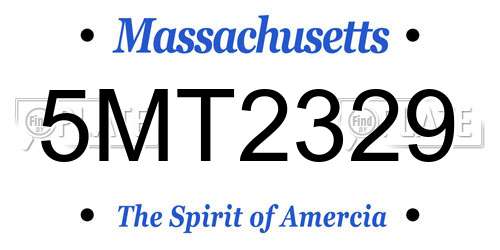 5MT2329 Massachusetts License Plate