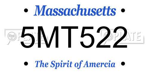5MT522 Massachusetts License Plate