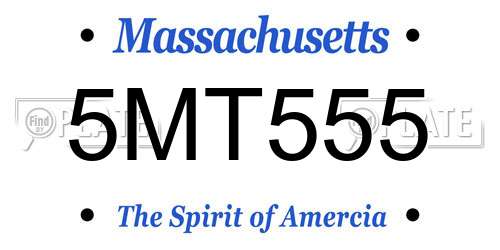 5MT555 Massachusetts License Plate