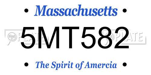 5MT582 Massachusetts License Plate