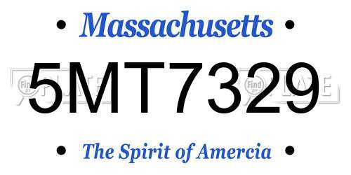 5MT7329 Massachusetts License Plate