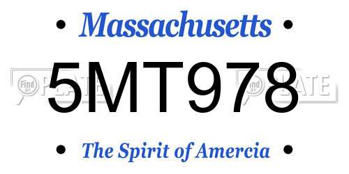 5MT978 Massachusetts License Plate