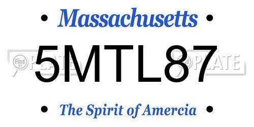 5MTL87 Massachusetts License Plate