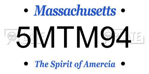 5MTM94 Massachusetts License Plate