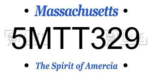 5MTT329 Massachusetts License Plate