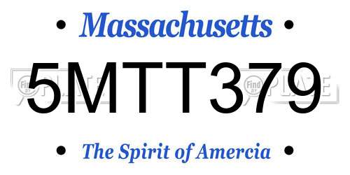 5MTT379 Massachusetts License Plate