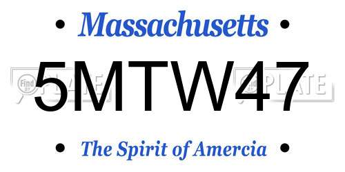 5MTW47 Massachusetts License Plate