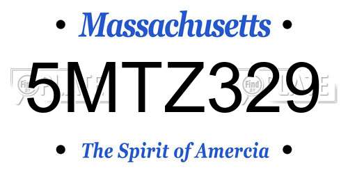 5MTZ329 Massachusetts License Plate