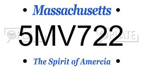 5MV722 Massachusetts License Plate