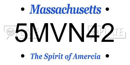 5MVN42 Massachusetts License Plate