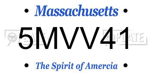 5MVV41 Massachusetts License Plate
