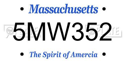 5MW352 Massachusetts License Plate