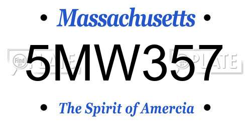 5MW357 Massachusetts License Plate