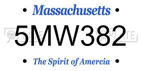 5MW382 Massachusetts License Plate