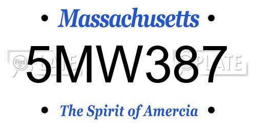 5MW387 Massachusetts License Plate