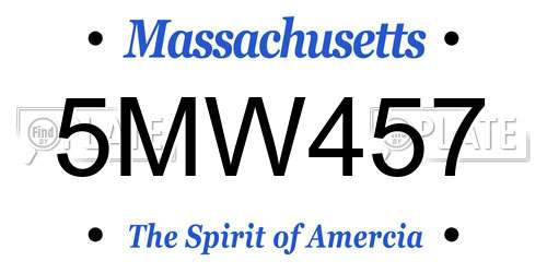 5MW457 Massachusetts License Plate